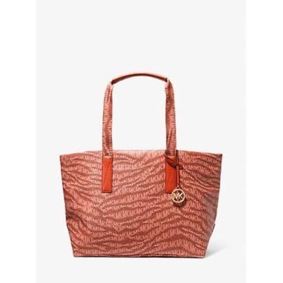 Michael Kors the Michael Large Animal Print Logo Tote Bag Orange One Size - Picture 1 of 3